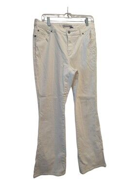 Chico's Platinum White Bootcut Jeans Floral Embroidery Size 2 (L/12) *See Note